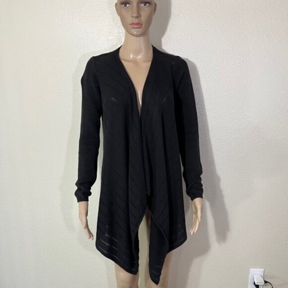 Moussy Black Knit Open Front Draped Cardigan Sweater Size P (Petite Small) - Picture 1 of 6